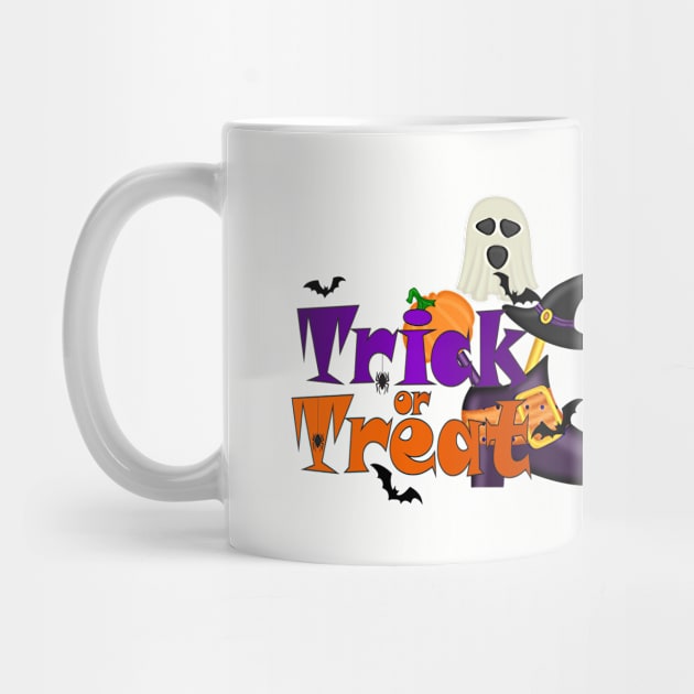 Cute Trick or Treat Graphic Haunted Witches Shoe by dcohea